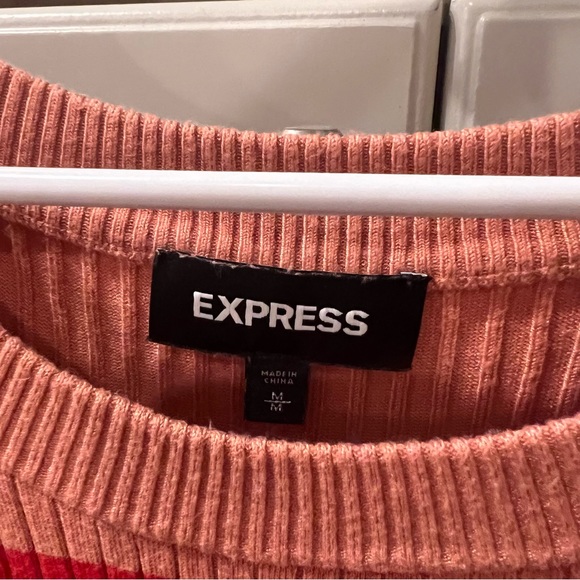 Express Striped Ribbed Scoop Neck Fitted Sweater - Size M - Picture 2 of 3